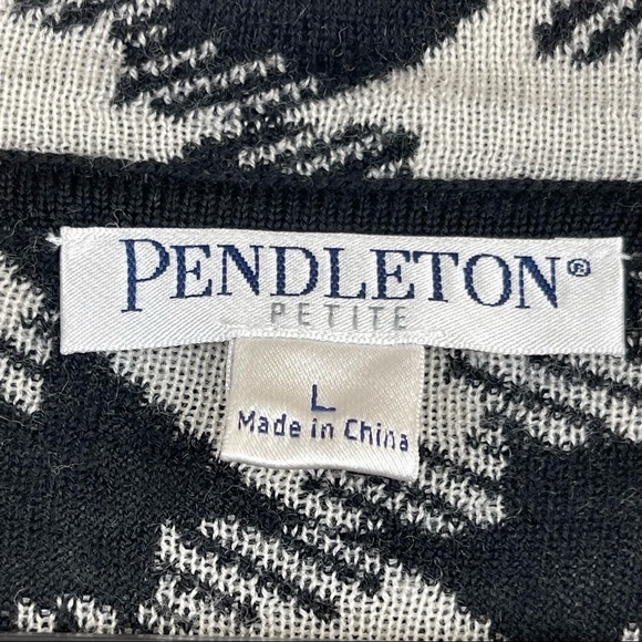 𝅺Pendleton 100% Merino Wool Houndstooth Cardigan Women’s Size LP - Picture 9 of 10